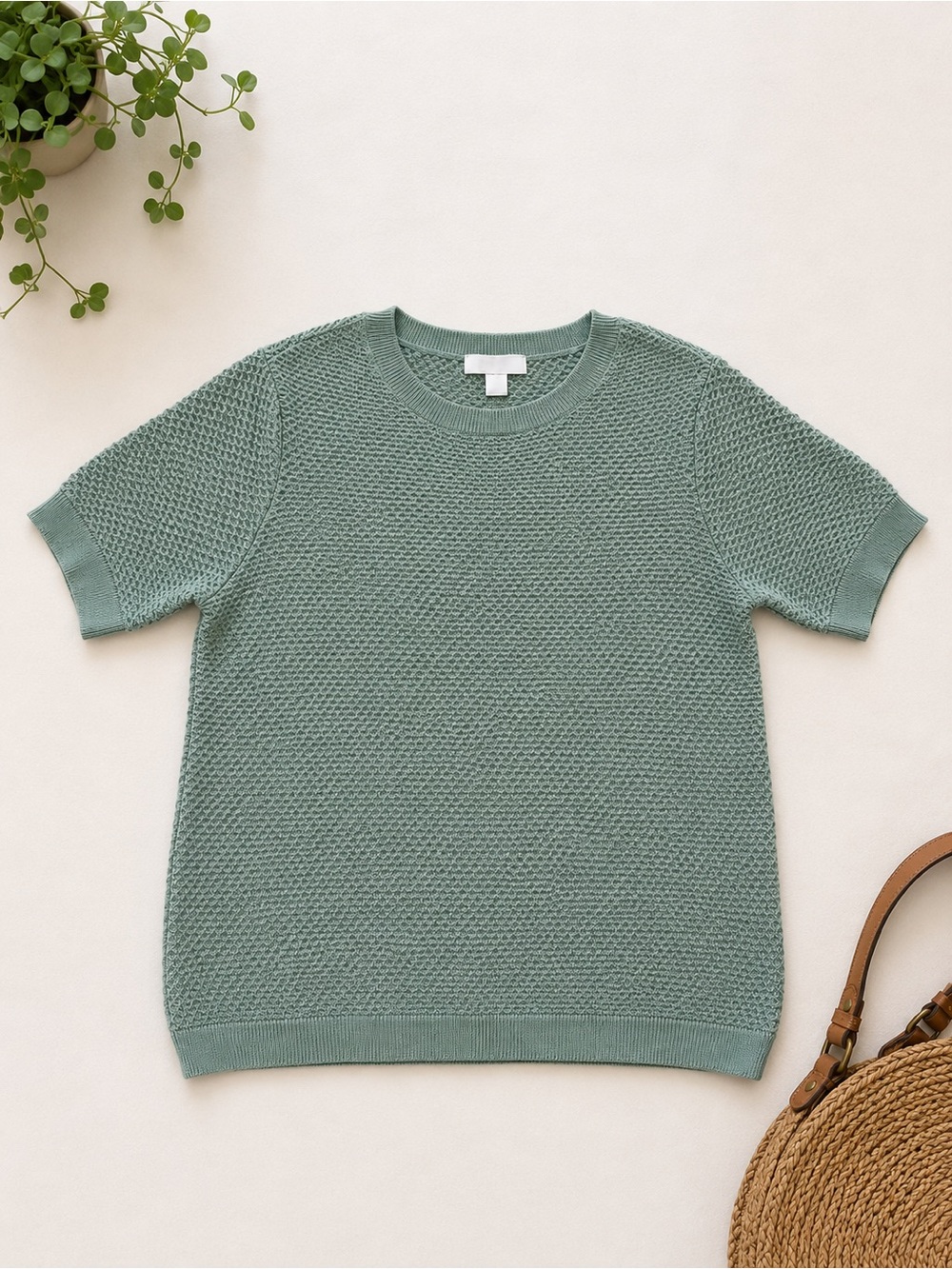 ✨ NWOT Nine West Sage Green Textured Knit Crewneck Sweater Size M✨